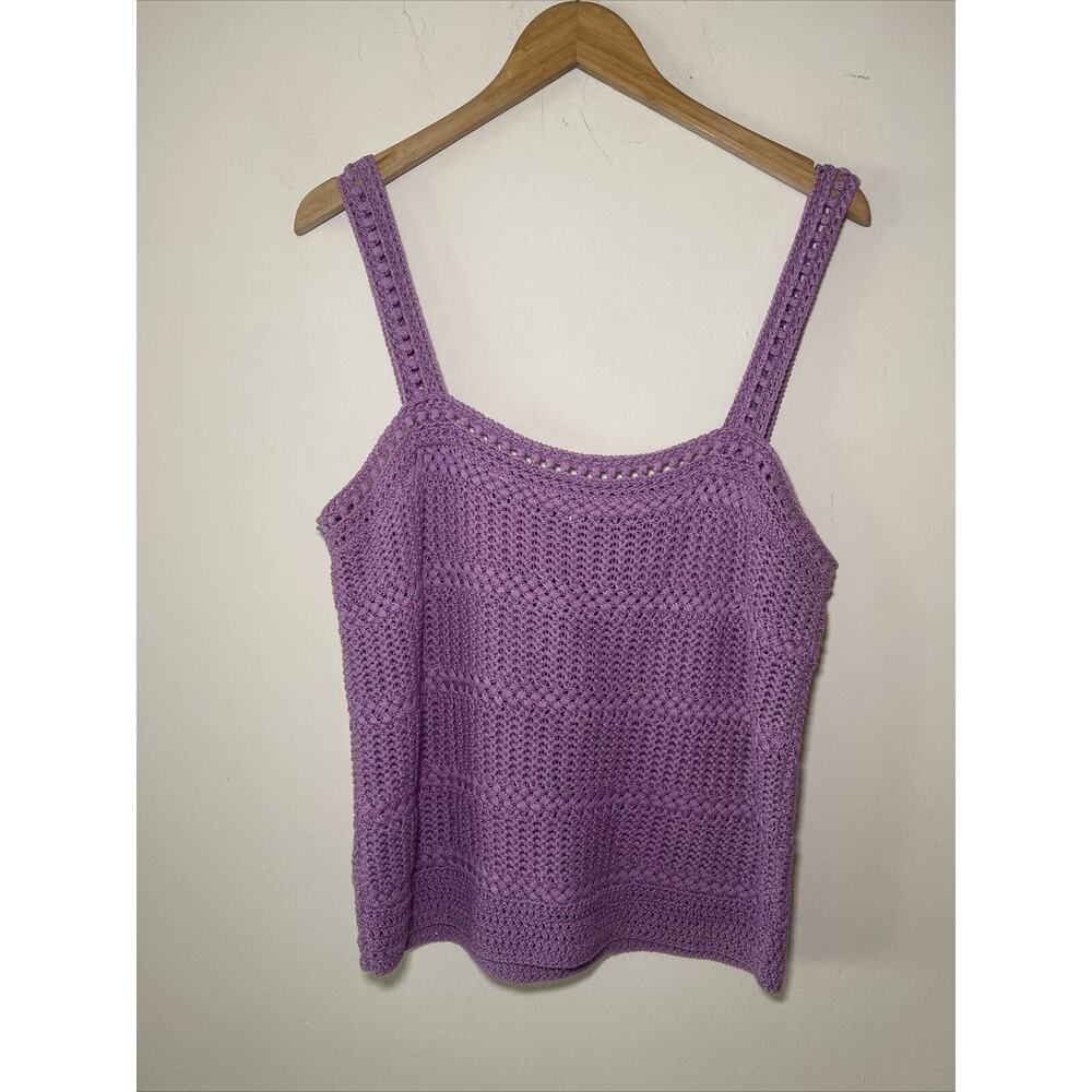 Vince Lavender Crochet Square-Neck Tank - Picture 7 of 10